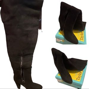 Black Thigh High, Wide Calf Boots